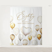 Personalised 80th Birthday Script Gold Balloon Wandteppich (Vorderseite)
