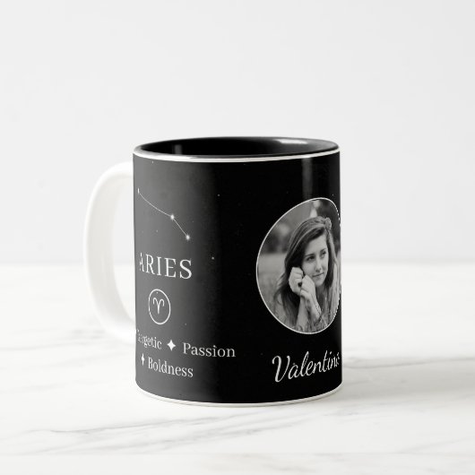 Personalised Aries Zodiac Constellation Coffee Mug Zweifarbige Tasse (Vorderseite Links)