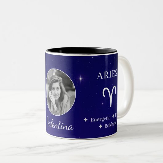 Personalised Aries Zodiac Symbol Traits Coffee Mug Zweifarbige Tasse (VorderseiteRechts)