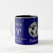 Personalised Aries Zodiac Symbol Traits Coffee Mug Zweifarbige Tasse (Vorderseite Links)