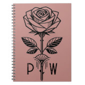 Personalised Art Deco Rose Notebook Notizblock (Vorderseite)