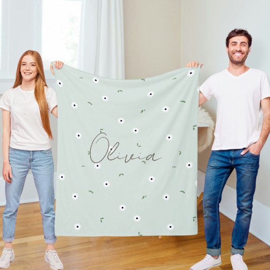 Personalised baby blanket, Floral baby gift Fleecedecke