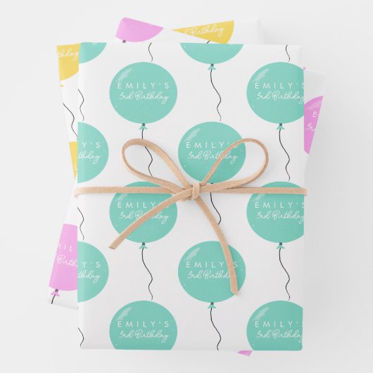 Personalised Balloon Party birthday christening  Geschenkpapier Set (Beispiel)