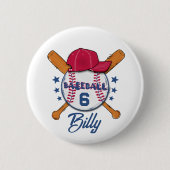Personalised Baseball Name & Number Button | Custo (Vorderseite)