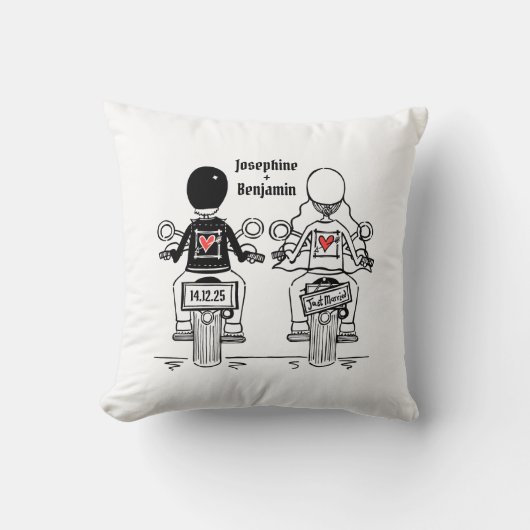 Personalised Biker Bride + Groom Wedding Gift Kissen (Vorderseite)