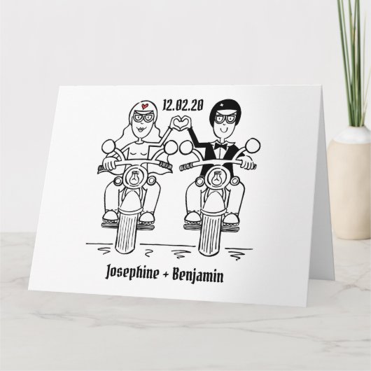 Personalised Biker Motorcycle Wedding Greetings Karte (Vorderseite)