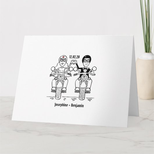 Personalised Biker Motorcycle Wedding Greetings Karte (Vorderseite)