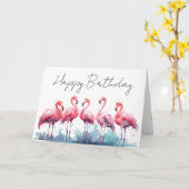 Personalised Birthday Card Flamingo Karte (Gelbe Blume)