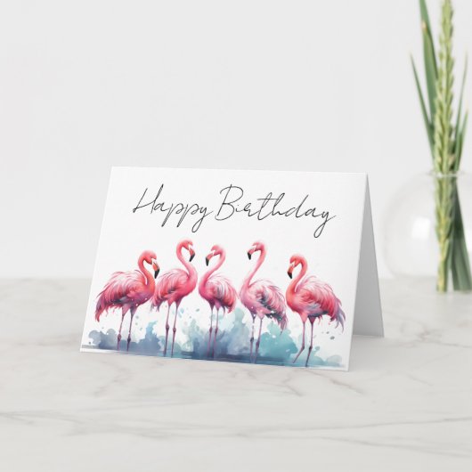 Personalised Birthday Card Flamingo Karte (Vorderseite)