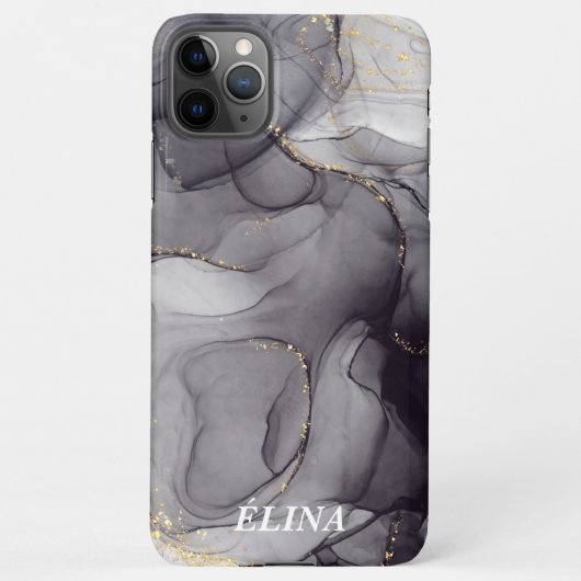 Personalised black and white marble name iPhone hülle (Rückseite)