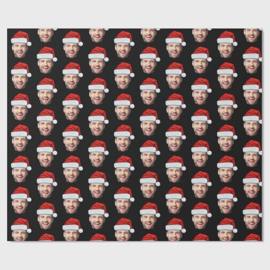 Personalised Black Face Santa Hat Gift Wrap Geschenkpapier (Flach)