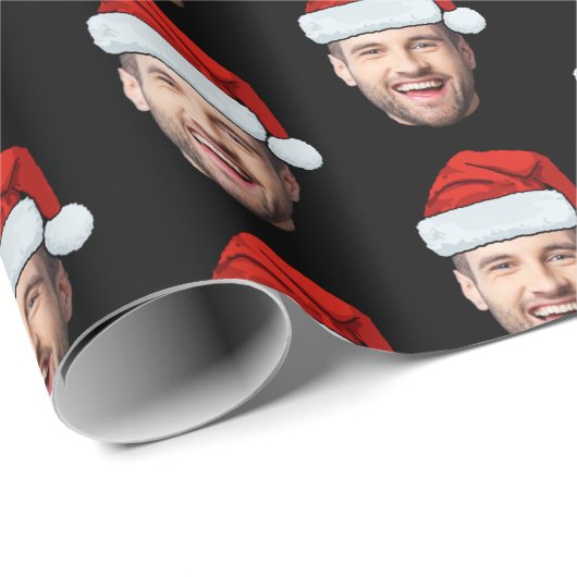 Personalised Black Face Santa Hat Gift Wrap Geschenkpapier (Rolleneckpunkt)