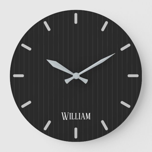 Personalised black pinstripes große wanduhr (Vorderseite)