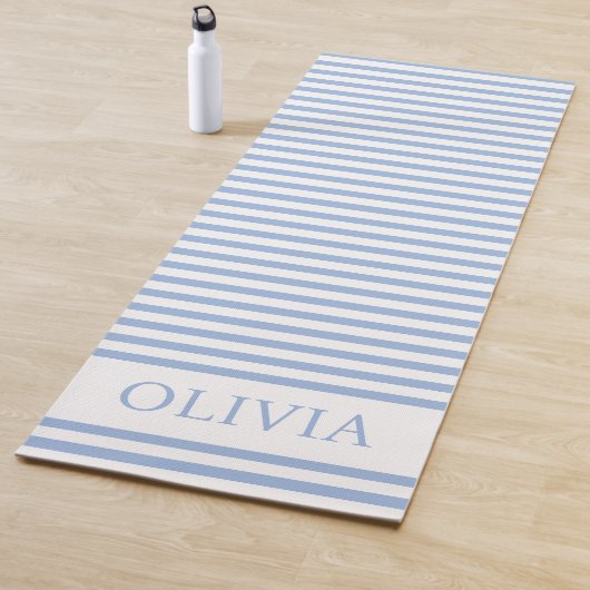 Personalised Blue and white stripes beach house Yogamatte (Beispiel)