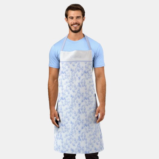 Personalised Blue Paint Strokes Pattern Apron Schürze (Getragen)