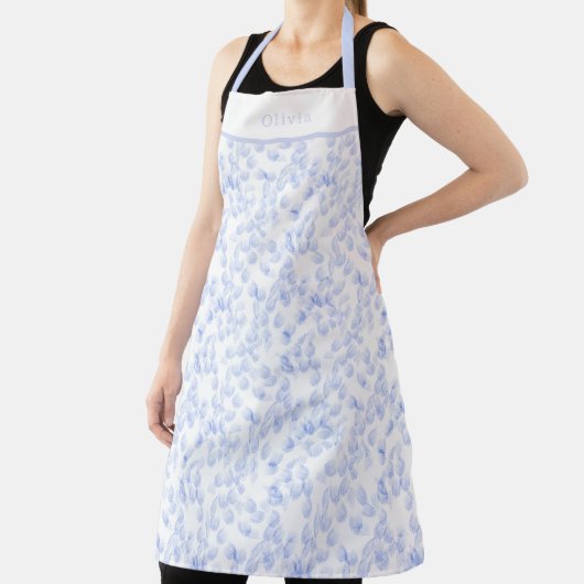 Personalised Blue Paint Strokes Pattern Apron Schürze (InSitu)