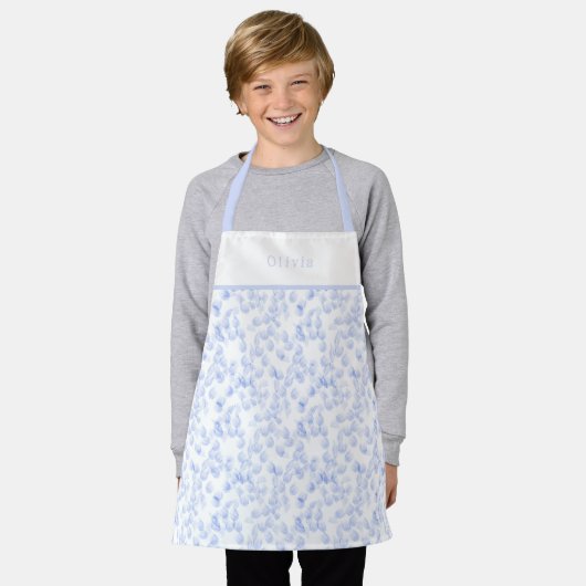 Personalised Blue Paint Strokes Pattern Apron Schürze (Getragen)
