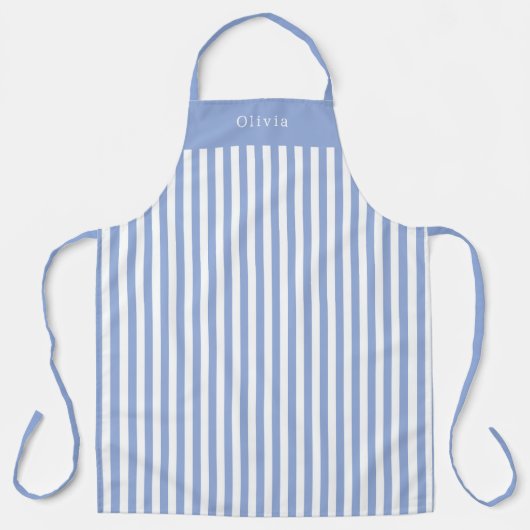 Personalised Blue Stripe Pattern Apron Schürze (Vorderseite)