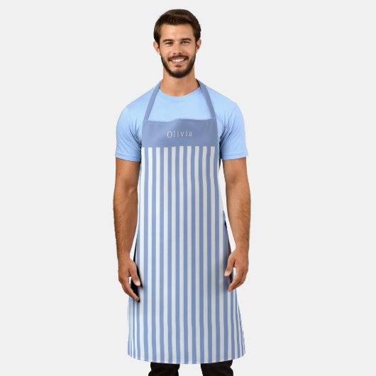 Personalised Blue Stripe Pattern Apron Schürze (Getragen)