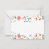 Personalised Blush Watercolour Floral Monogram Mitteilungskarte (Vorderseite)
