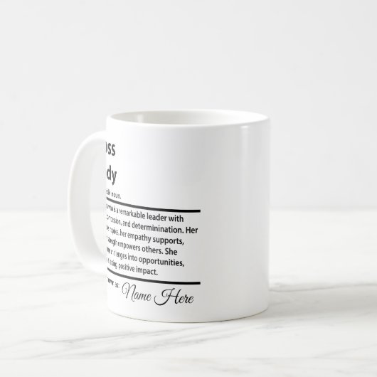 Personalised Boss Lady Definition Kaffeetasse (Vorderseite Links)