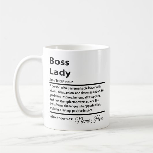 Personalised Boss Lady Definition Kaffeetasse (Links)