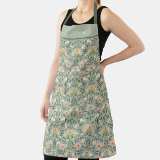 Personalised Botanical Flower Floral Pattern. Schürze