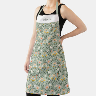 Personalised Botanical Flower Floral Pattern. Schürze
