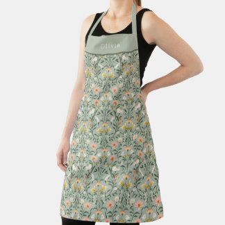 Personalised Botanical Flower Floral Pattern. Schürze