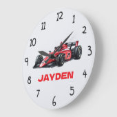 Personalised Boys Red Racing Car Wall Clock Große Wanduhr (Winkel)