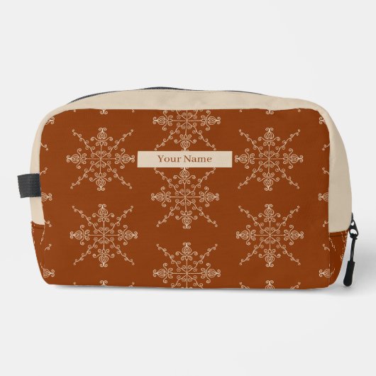 Personalised Brown Indian Boho Line Art Design Waschbeutel (Vorderseite)