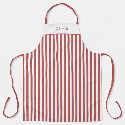 Personalised Burgundy Stripe Pattern Apron Schürze (Vorderseite)