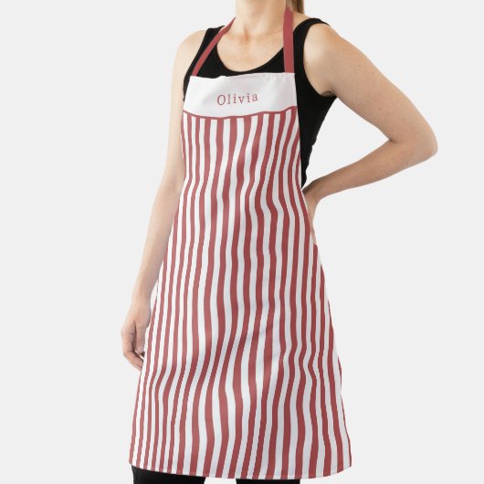 Personalised Burgundy Stripe Pattern Apron Schürze (InSitu)