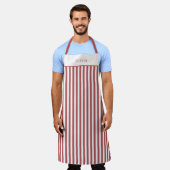 Personalised Burgundy Stripe Pattern Apron Schürze (Getragen)