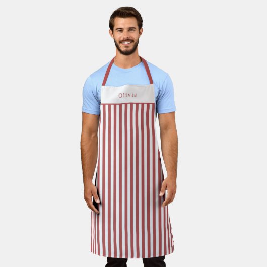 Personalised Burgundy Stripe Pattern Apron Schürze (Getragen)