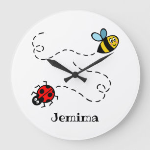 Personalised Busy Bumblebee Ladybird Pattern Große Wanduhr