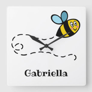 Personalised Busy Bumblebee Square Wall Clock Quadratische Wanduhr