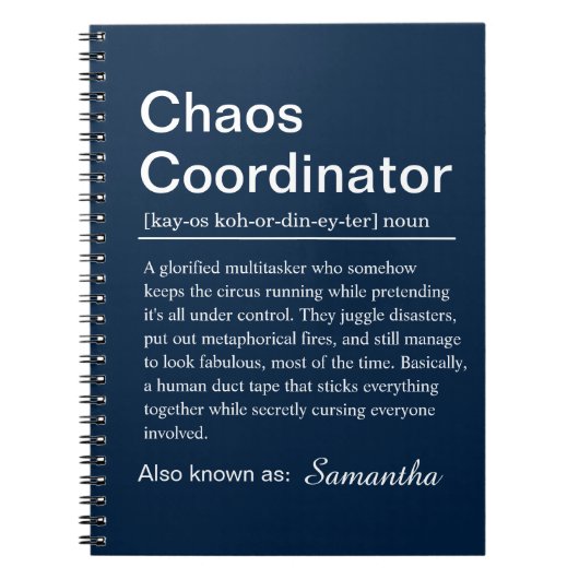 Personalised Chaos Coordinator Definition Notizblock (Vorderseite)