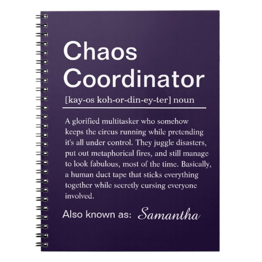 Personalised Chaos Coordinator Definition Notizblock (Vorderseite)