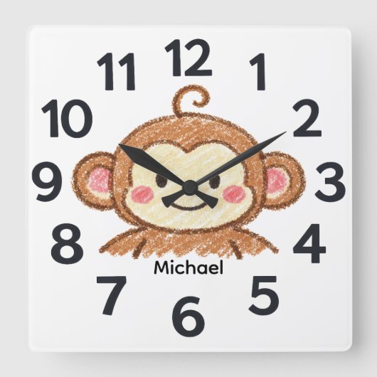 Personalised Child's Wall Clock Quadratische Wanduhr (Vorderseite)
