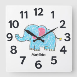 Personalised Child's Wall Clock Quadratische Wanduhr