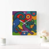 Personalised Child's Wall Clock Quadratische Wanduhr (Zuhause)