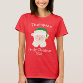 Personalised Christmas Baby Sheep Wearing Elf Hat T-Shirt (Vorderseite)