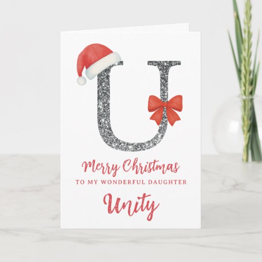 Personalised Christmas Card - Letter U Karte (Vorderseite)