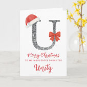 Personalised Christmas Card - Letter U Karte (Gelbe Blume)