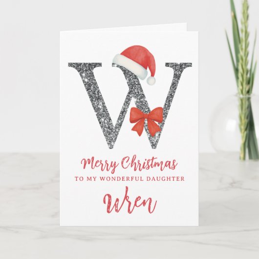 Personalised Christmas Card - Letter W Karte (Vorderseite)