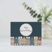 Personalised Christmas Eve Houses  Postkarte (Stehend Vorderseite)
