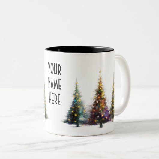 Personalised Christmas Tree – Cosy Festive Zweifarbige Tasse (VorderseiteRechts)