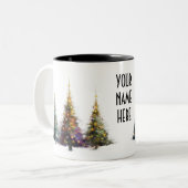 Personalised Christmas Tree – Cosy Festive Zweifarbige Tasse (Vorderseite Links)