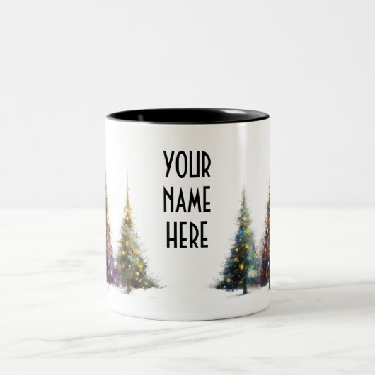 Personalised Christmas Tree – Cosy Festive  Zweifarbige Tasse (Mittel)
